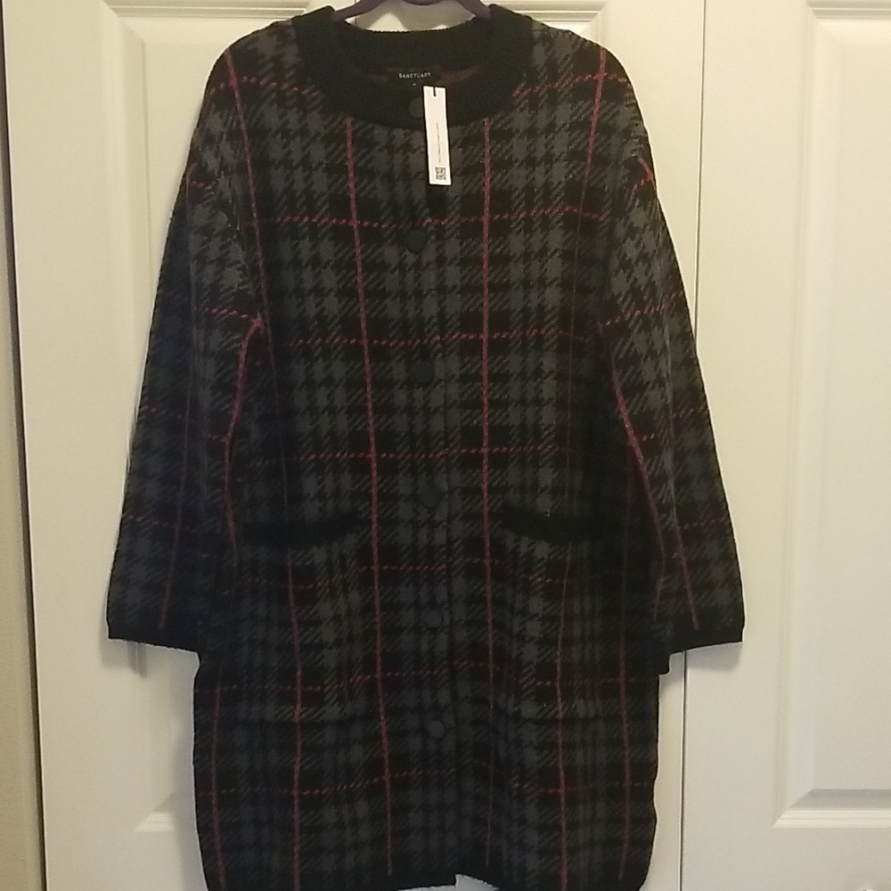SANCTUARY KNITTED CITY COAT, PLUS 1X